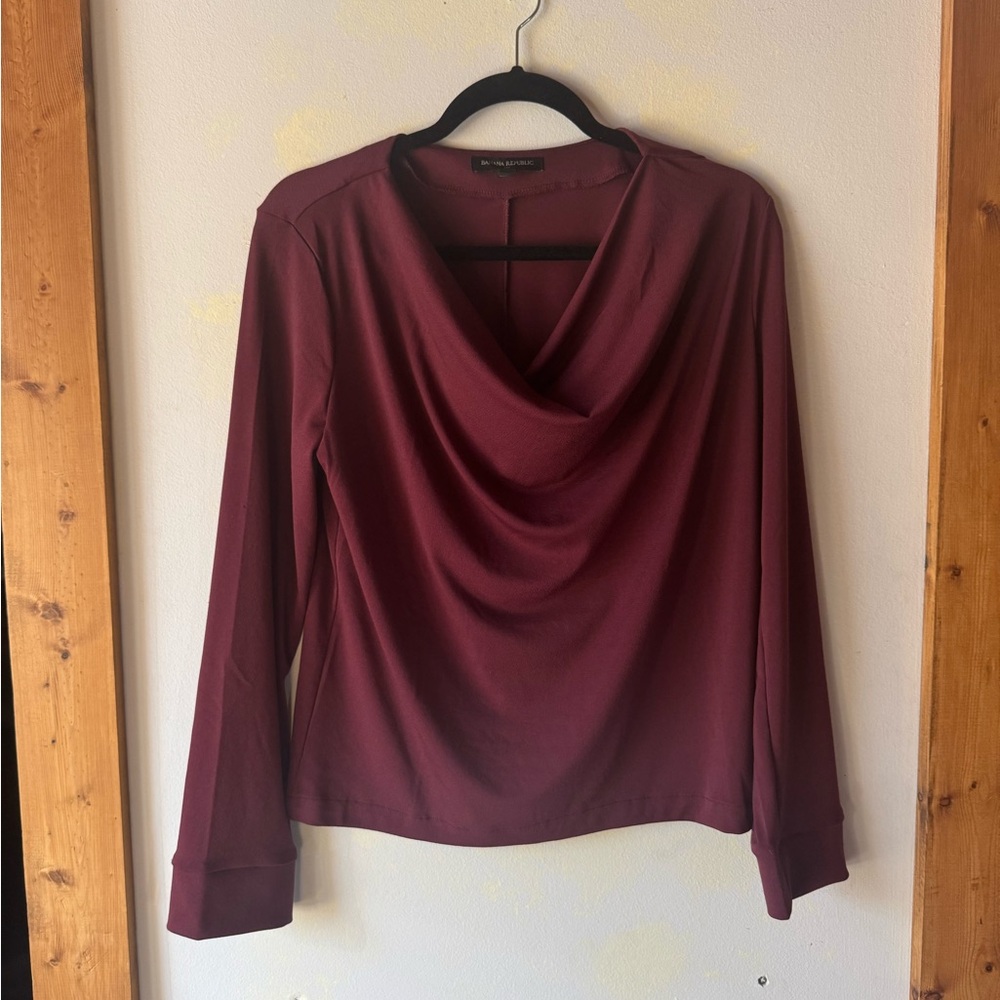 Banana Republic Maroon Cowl Neck Long Sleeve Top Size Medium